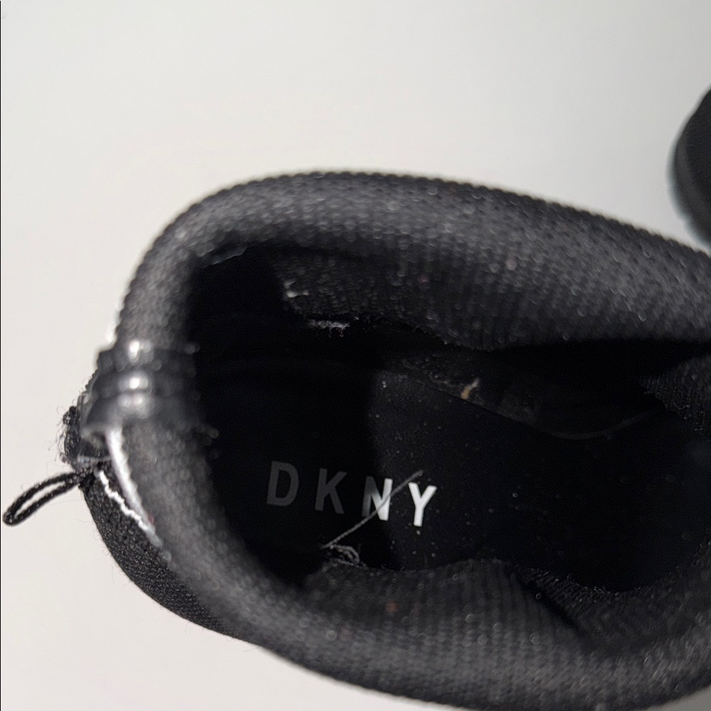 DKNY Black Knit Sock Booties with White Logo Cuff - Picture 10 of 10